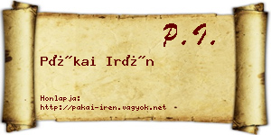 Pákai Irén névjegykártya